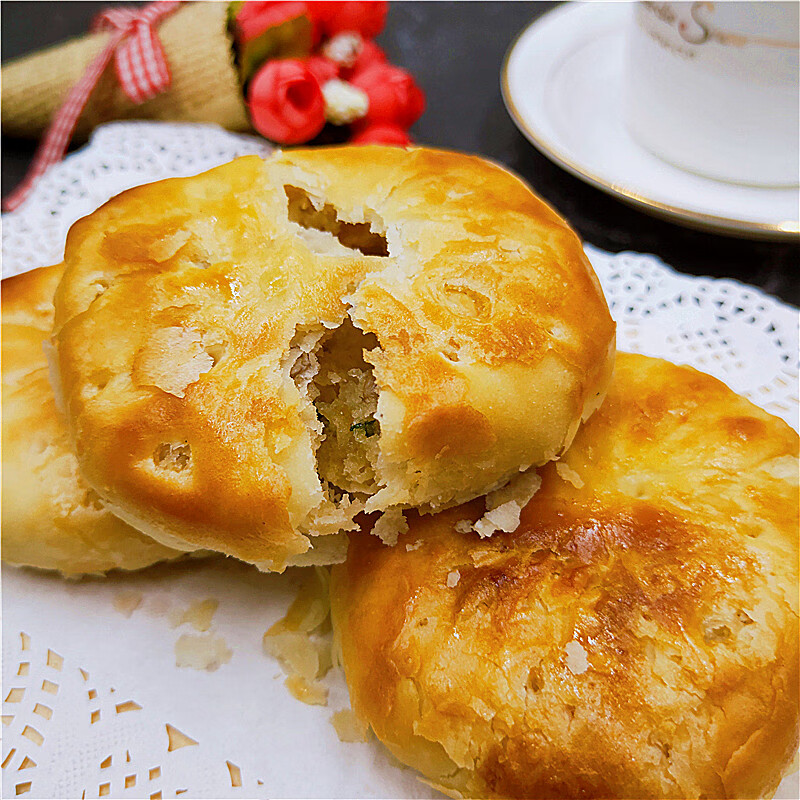 老式传统五仁苏式中秋月饼手工酥皮湖南醴陵葱油月饼老长沙油纸葱月饼
