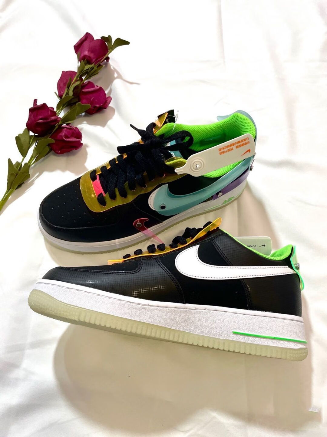 aj男女鞋force_1开拓者炫彩镭射空军一号af1电玩像素高低帮休闲板鞋