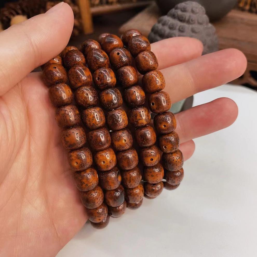 似卿 海南星月菩提毕业手串老料黑金虎皮玉化原生态正月桶珠包浆 黑金