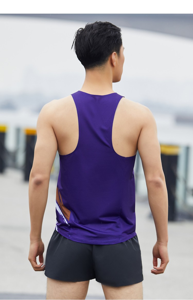 跑渣求带夏季马拉松背心男宽松速干t恤无袖坎肩田径跑步训练上衣 闪电
