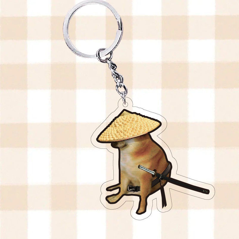 恶搞cheems宠物钥匙扣可爱柴犬挂件搞笑亚克力表情包ins