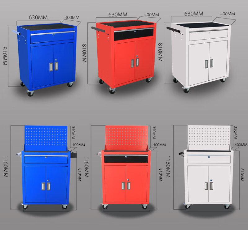 工具柜铁皮柜汽修工具车间带锁抽屉式零件刀具管理车手推车工具箱红色