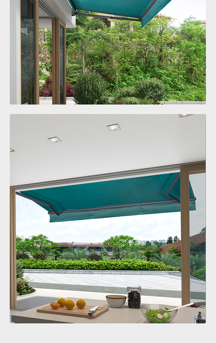 户外阳台折叠手摇伸缩门面遮阳棚商铺防雨门头别墅院子收缩遮雨棚 宽4