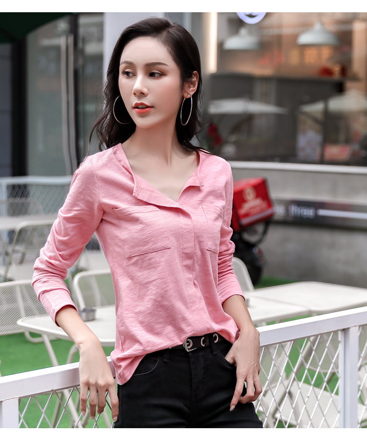 plzy品牌女装女生长袖t恤女士上衣2022春秋新款时尚百搭打底衫韩式