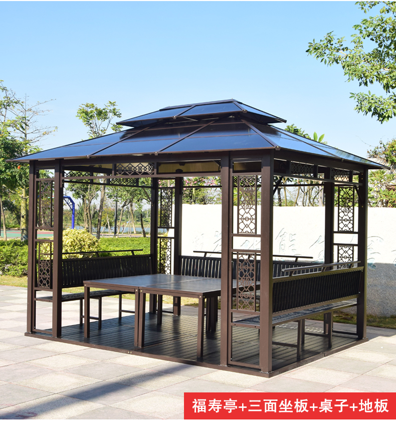 户外凉亭家用休闲铁艺亭子室外庭院别墅露台农家乐简易帐篷小木屋mdng