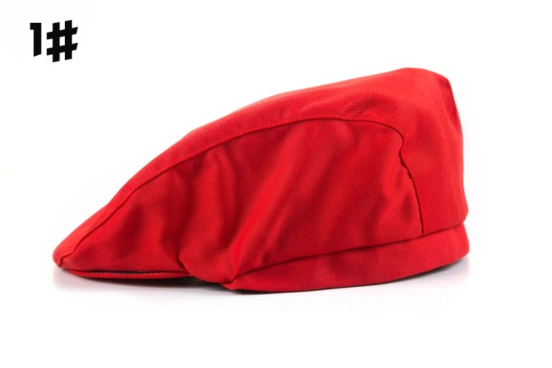 【新品】lggy麦当劳贝雷帽酒店员工厨师头套条纹快餐店春夏时尚红帽子