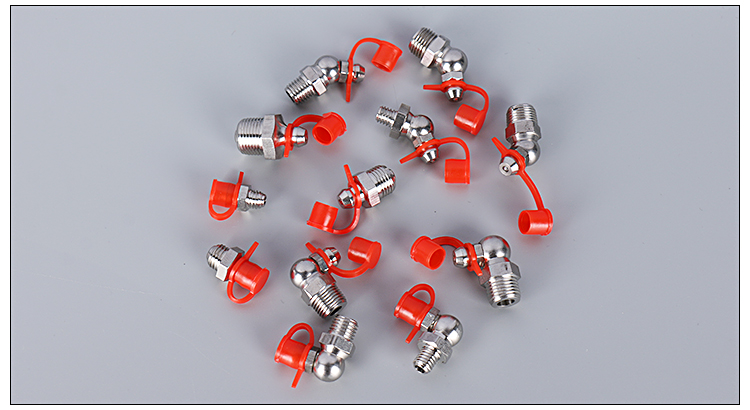 304不锈钢黄油枪嘴 电机挖机通用黄油嘴m6m8m10戴帽直弯油嘴 不锈钢pt