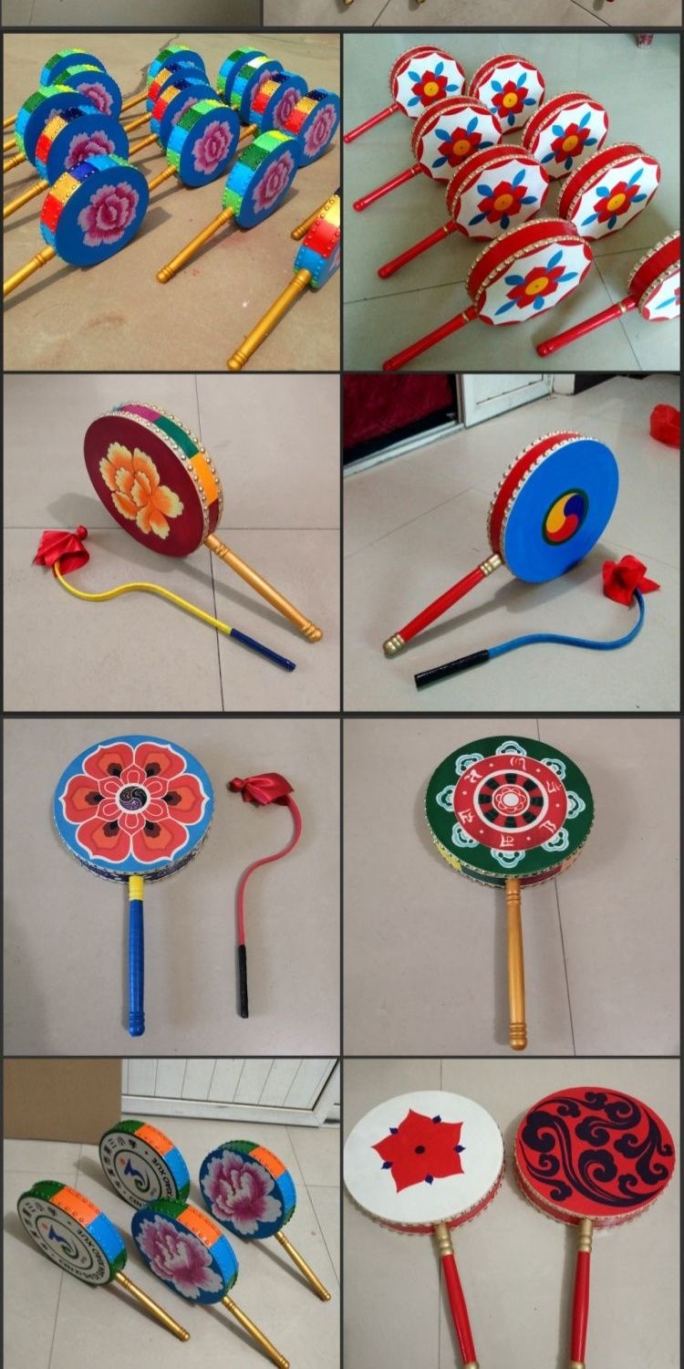 牛皮热巴鼓儿童手柄鼓舞蹈道具鼓学生演出艺考鼓藏族热巴舞鼓 可定制