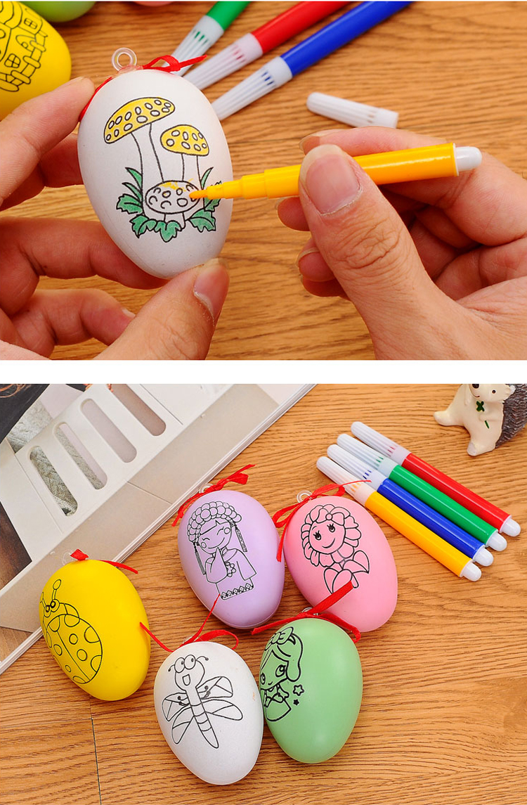 复活节彩蛋玩具蛋diy儿童手工绘画涂鸦涂色鸡蛋带画笔幼儿园奖品3d