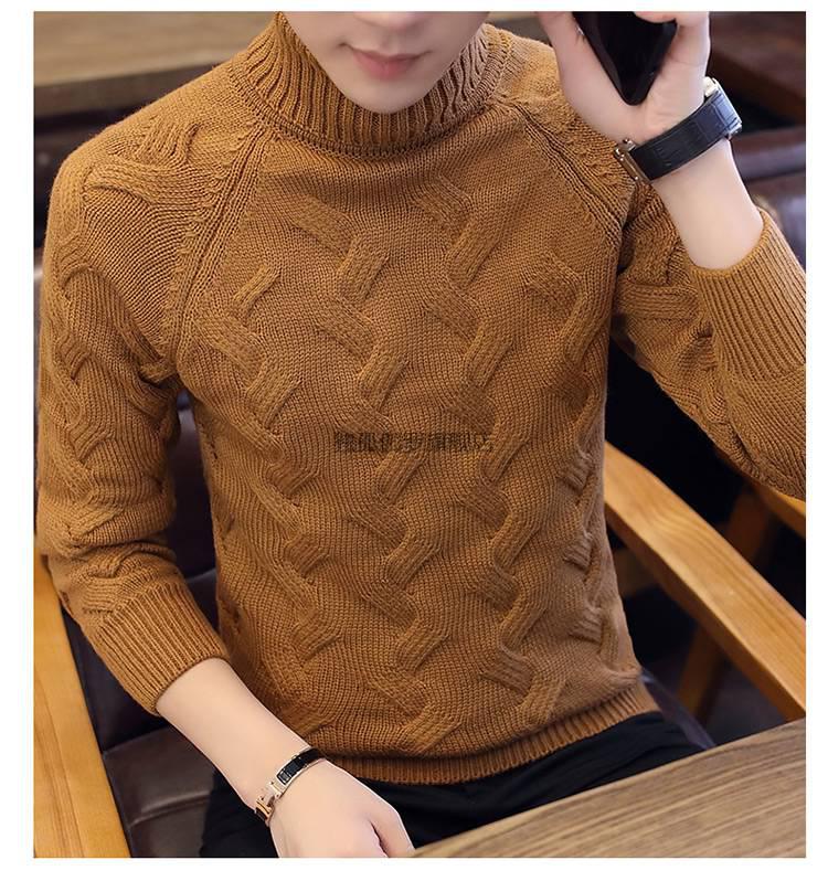 纯手工毛衣男士纯手工编织毛衣男高领龄男韩版加厚保暖手工针织线衣