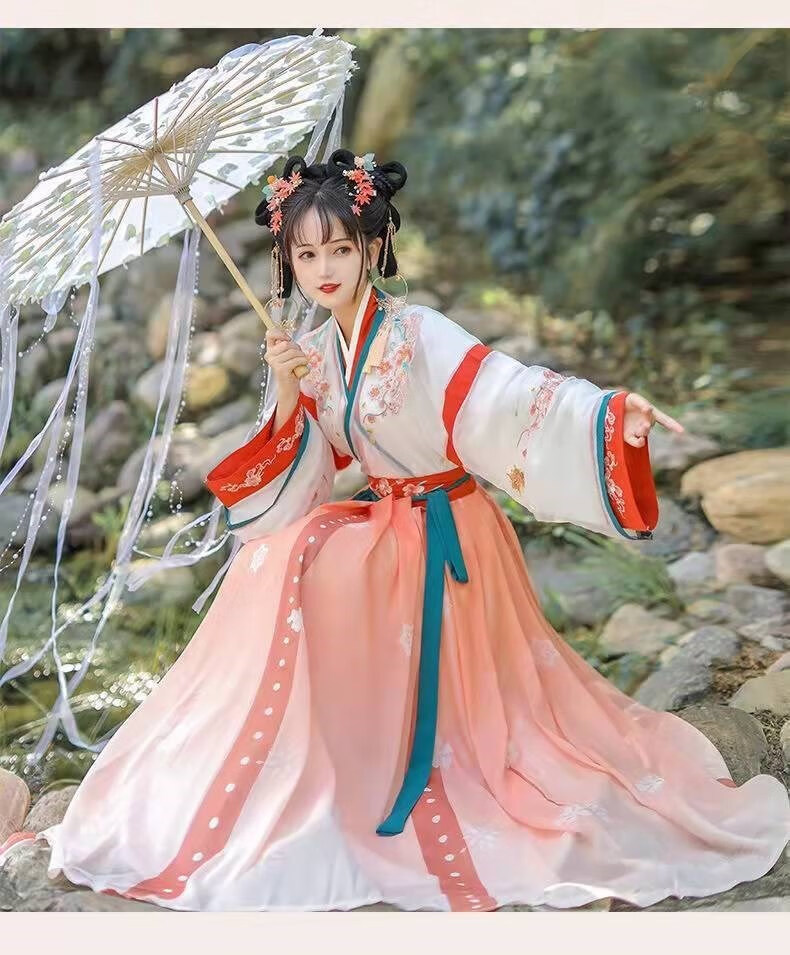 汉服齐腰整套【柒渡】女中国风晋制交领襦裙曹县成人夏款超仙古装