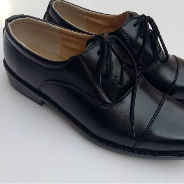 执勤皮鞋警装鞋三接头男皮鞋商务正装三尖头三角尖保安环保耐磨轻便