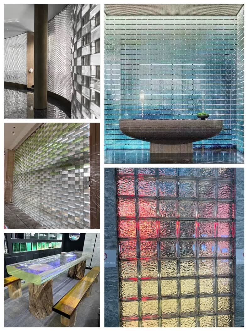 超白玻璃砖水晶砖透明方形隔断墙卫生间网红艺术实心双面冰纹砖块 190