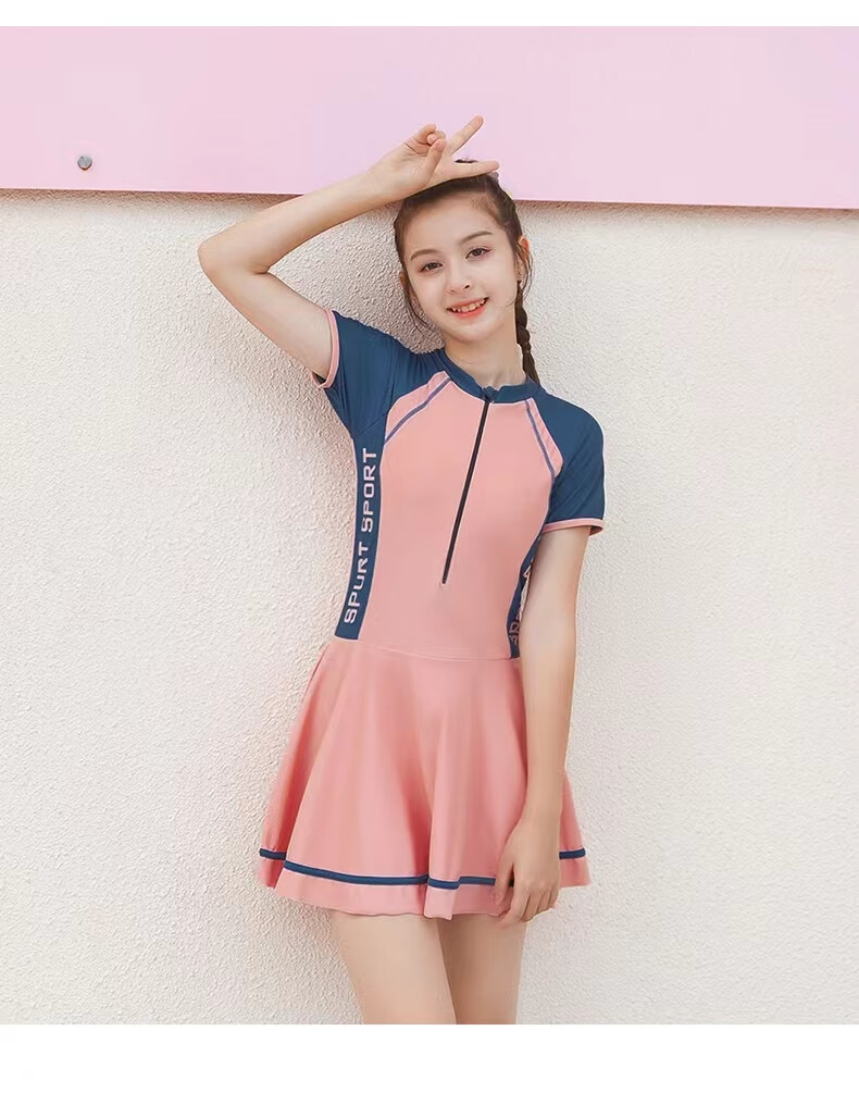 游泳衣女初中生女童泳衣中大童女孩初中学生泳装少女青少年儿童连体