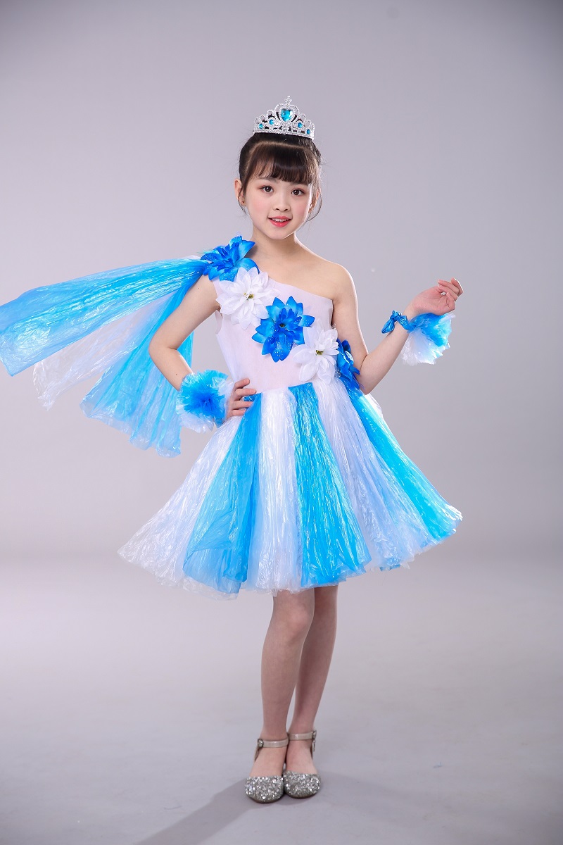 fmzxg 环保服装儿童时装秀环保服装幼儿园diy手工自制创意亲子演出服