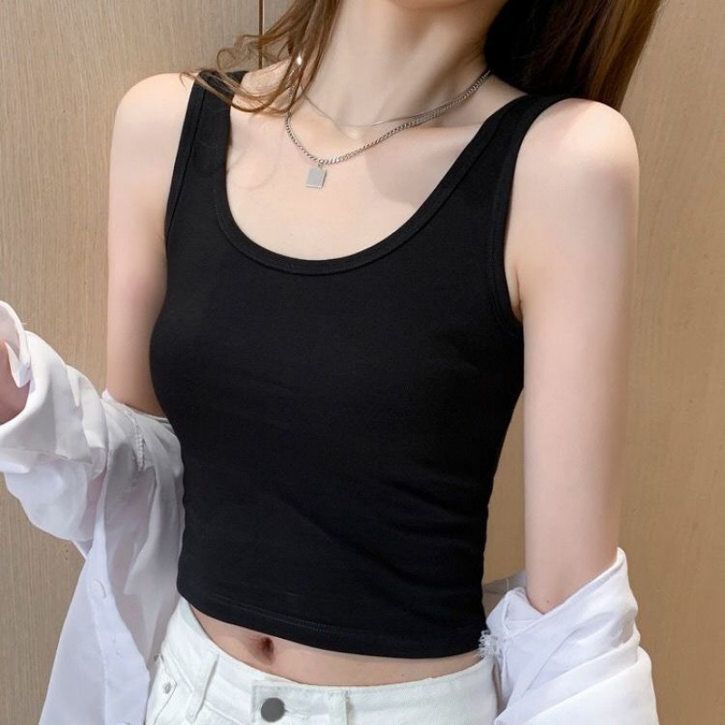 倪诗芸吊带背心女打底u领运动短款内搭打底吊带上衣女夏季外穿紧身露