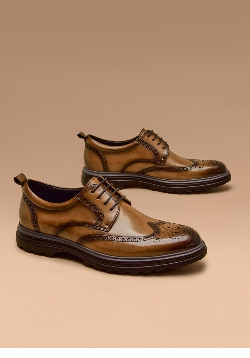 beautoday男休闲皮鞋英伦百搭鞋男士商务休闲鞋正装鞋三接头婚鞋伴郎