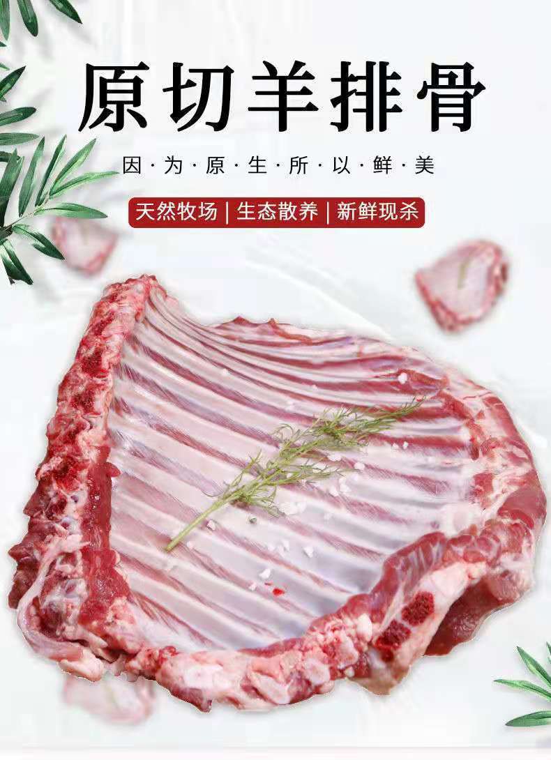 整扇羊排新鲜羊羔排羊肋排羊排骨清真山羊烧烤4斤羊排切块