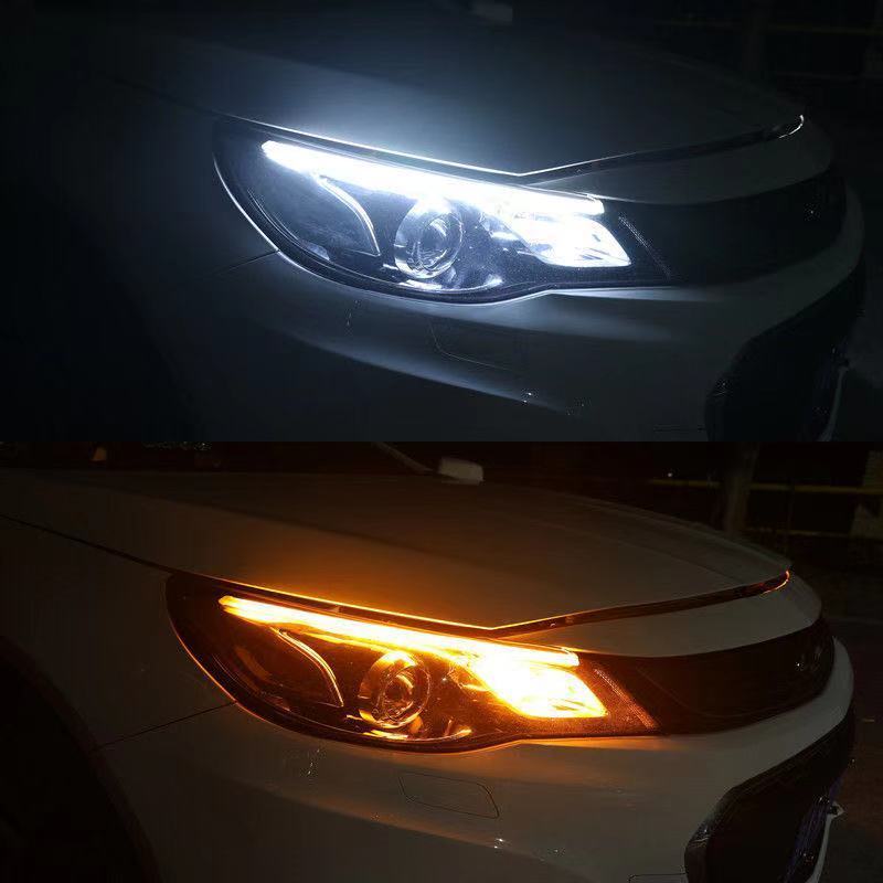 机智芽汽车led大灯长条射灯汽车改装led日行灯外置导光条双色流光流水