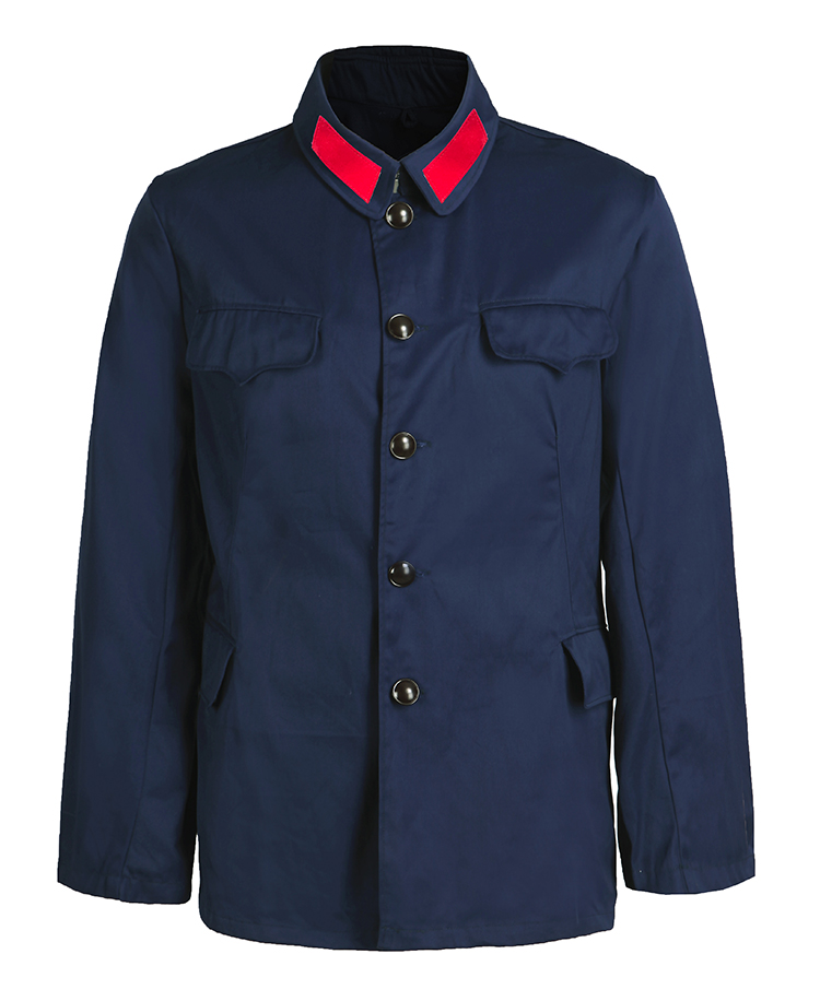 老式怀念衣服老式65式军衣65式绿军套装男的确良涤卡怀旧干部服蓝色65