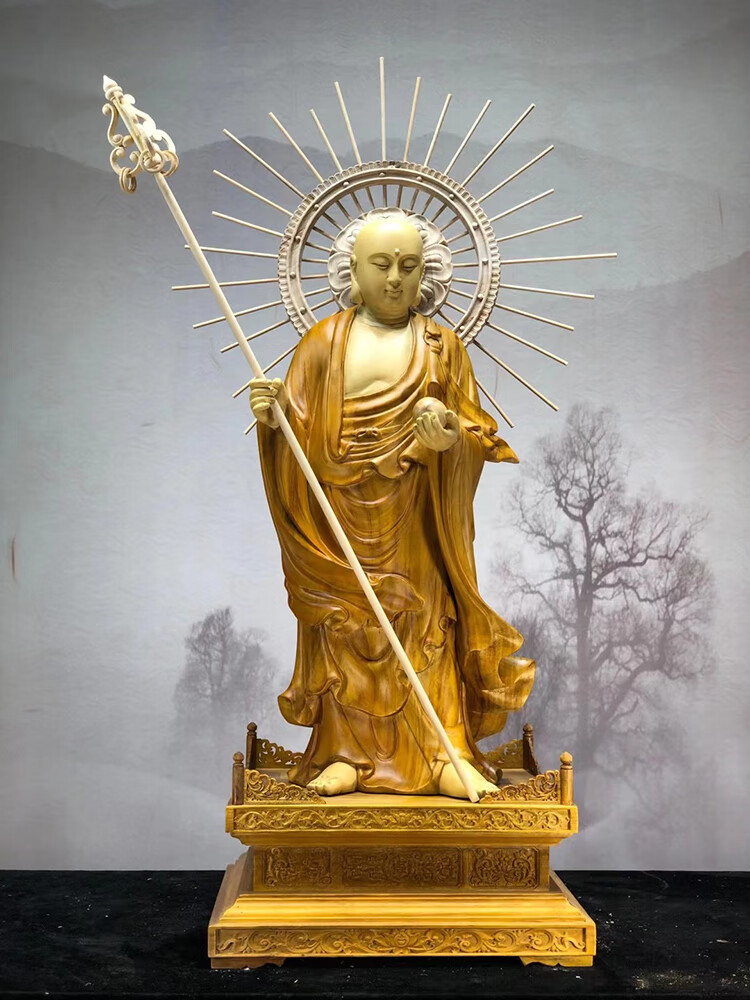 地藏王菩萨佛像立像地藏王菩萨佛像香樟木雕刻摆件大摆件工艺品人物