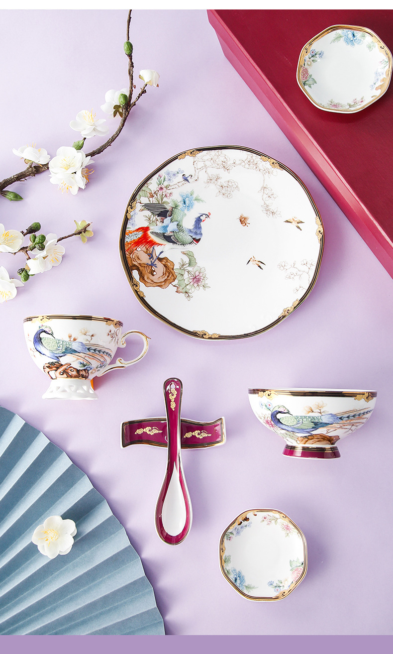 文记星国潮整套故宫餐具陶瓷碗碟盘筷子单人商务礼品送领导长辈客户