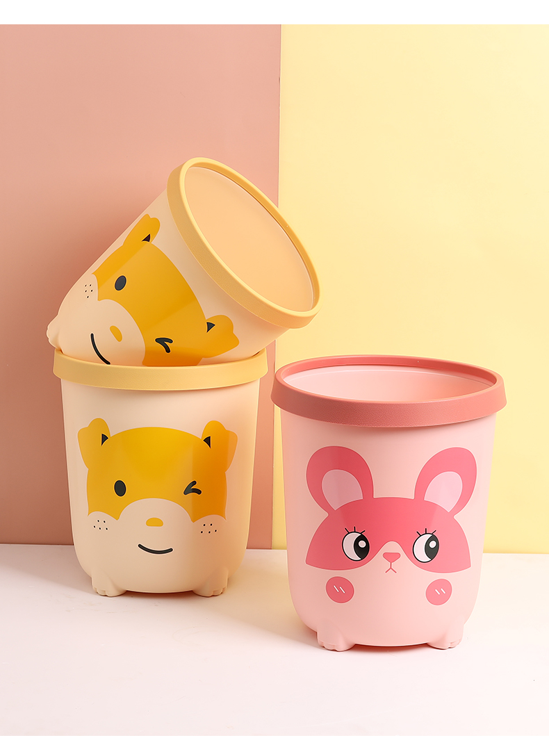 北欧风垃圾桶家用客厅创意可爱少女儿童网红卧室大号卡通无盖纸篓红色