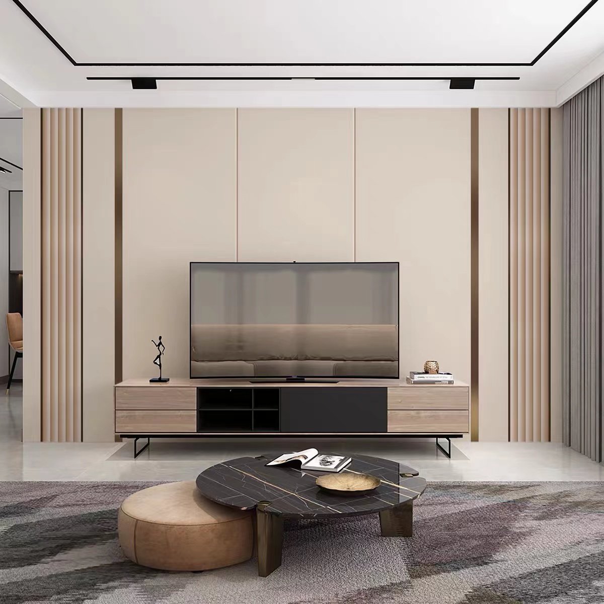 竹木纤维护墙板电视背景墙北欧轻奢集成墙板卧室客厅简约装饰扣板亿程