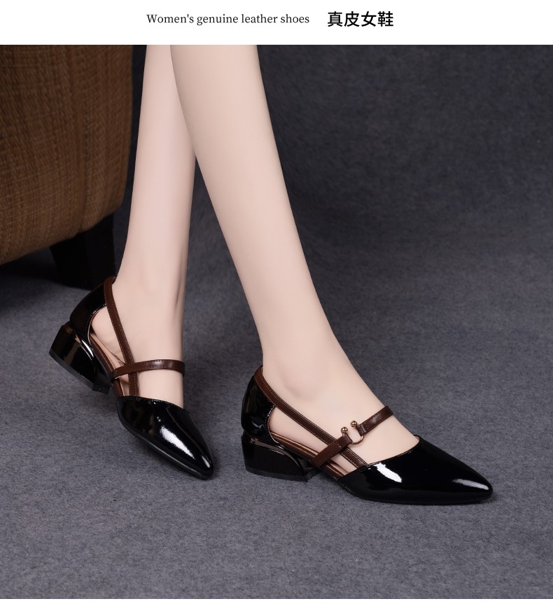 包头凉鞋女平底新款夏季包头凉鞋女女鞋夏款软皮尖头平底鞋黑色34