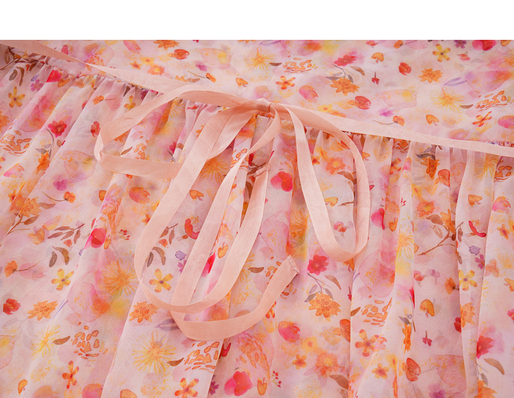 ein言文艺舒适连衣裙中长款系带宽松裙子减龄春夏新款烟粉色预售30天