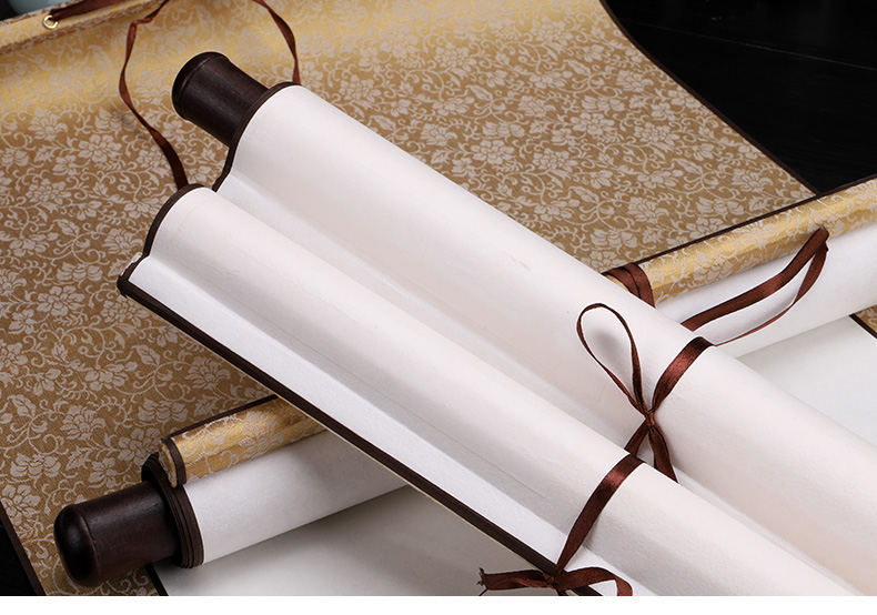 宣纸绘画卷轴 安徽宣纸空白挂轴手卷生宣卷轴四尺三尺对开三开四开整