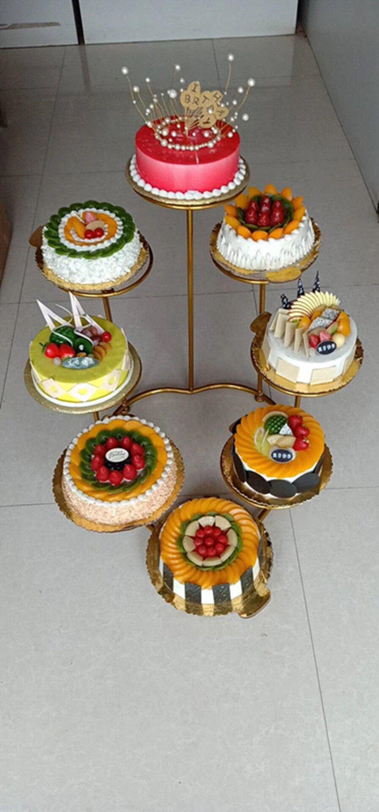 蛋糕点心摆设架子 欧式心形八/十/十二层铁艺托盘蛋糕架子婚礼寿庆