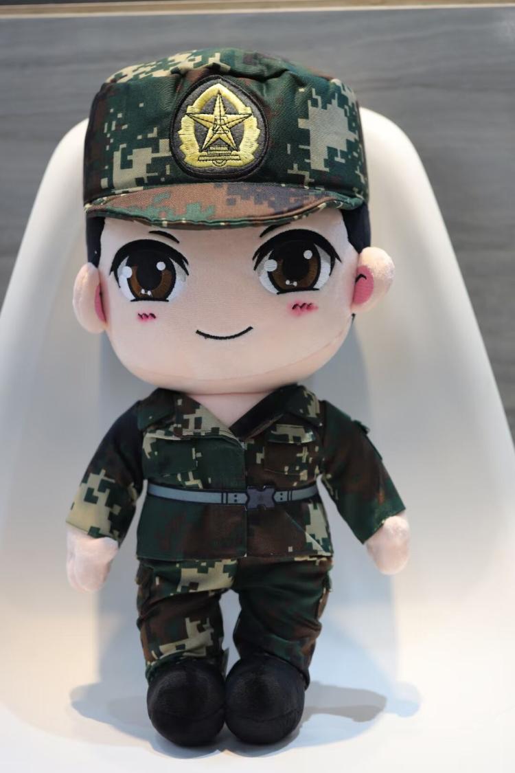 兵哥哥毛绒布娃娃兵小萌军恋礼品大毛绒军人迷彩玩偶陪睡公仔儿童生日