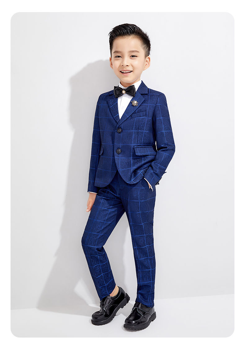 罗蒙儿童西装套装花童礼服男童西服小男孩中大童钢琴演出三件套春4
