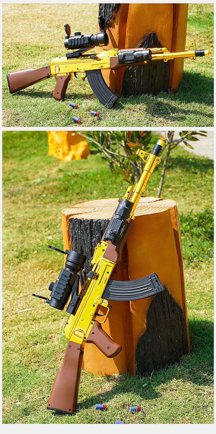 69k47玩具枪黄金ak47软弹枪手动拉栓步抢可射击男孩子儿童玩具枪