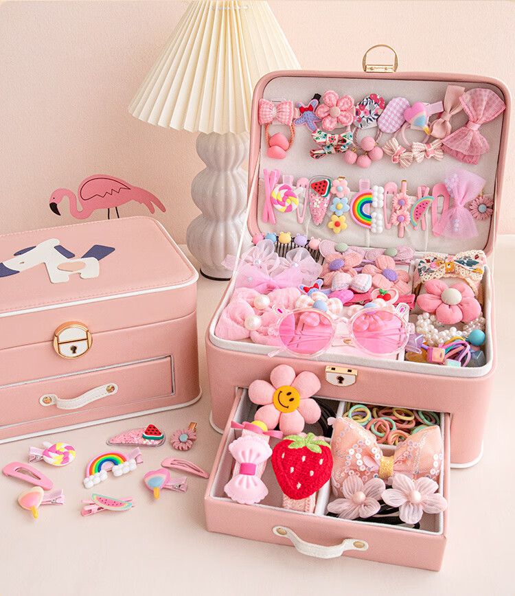 套装199件套礼盒小女孩首饰盒发夹女童发卡头饰送小女孩生日礼物玩具