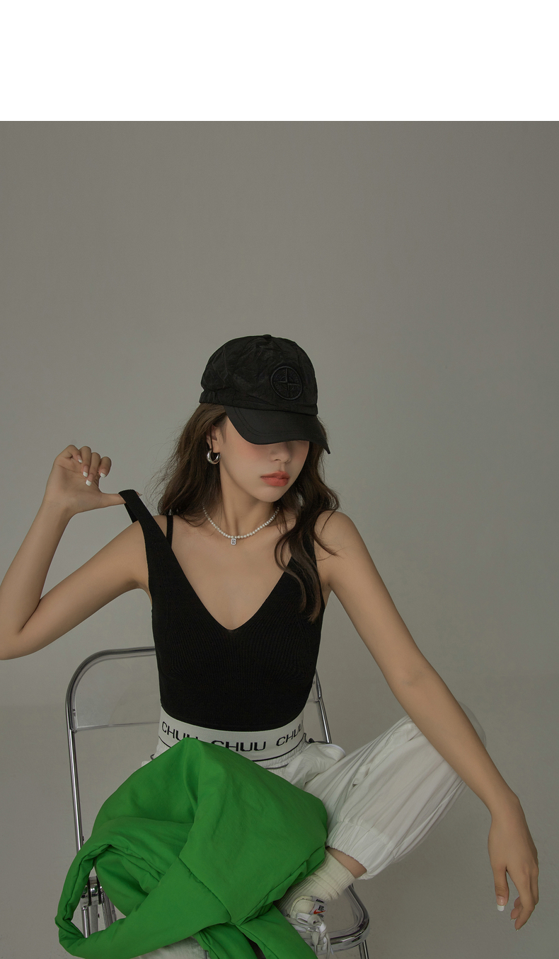 chuu辣妹穿搭背心女2021夏季新款美背吊带设计感ins潮流外穿上衣 白色