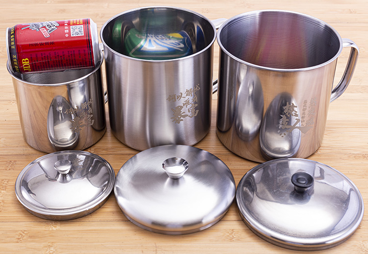 秀禧 不锈钢茶缸马克杯不锈钢不锈钢大茶缸子超大号带盖泡面碗老式