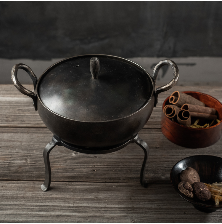 铁娃公社汤锅炖锅铁锅双耳朵炖锅手工锻打纯铁锅无涂层炖锅煲汤
