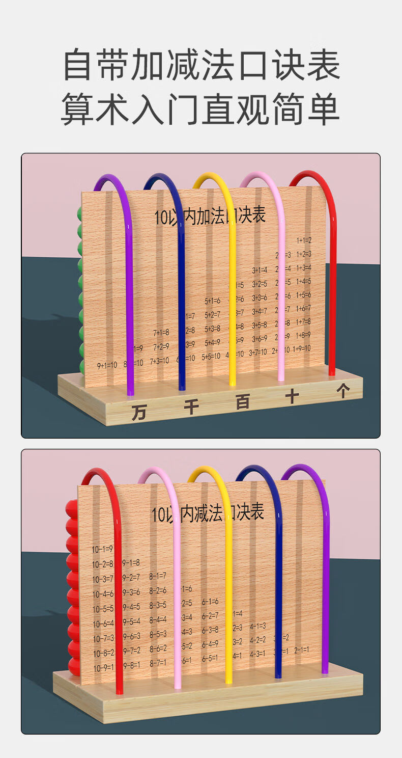 机智芽五档计数器小学生一二年级五行万位数学专用教具幼儿童珠算计算