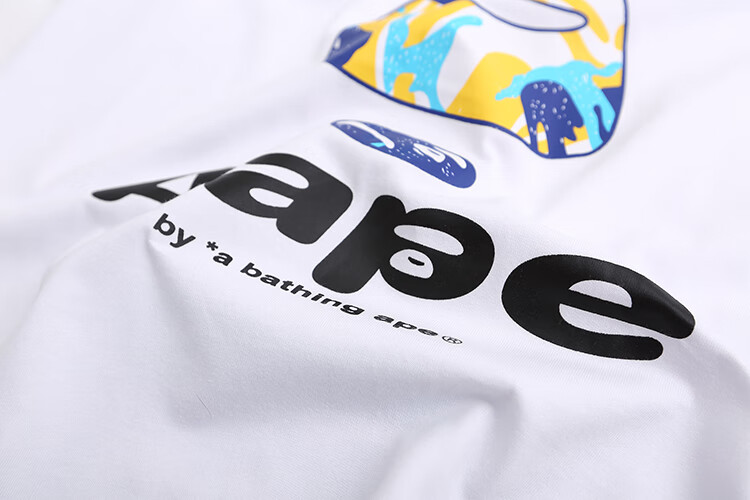 香港潮牌蘑菇头港风t恤圆领纯色男女猿人短袖ape情侣半袖休闲春季白色