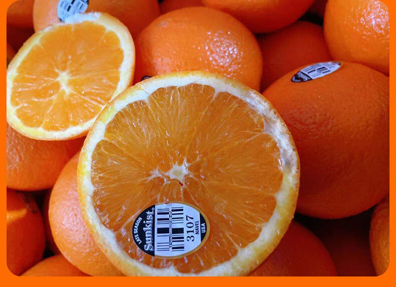 现货新奇士橙sunkist蓝标黑标3107橙子晚期脐橙新鲜水果孕妇水果15个