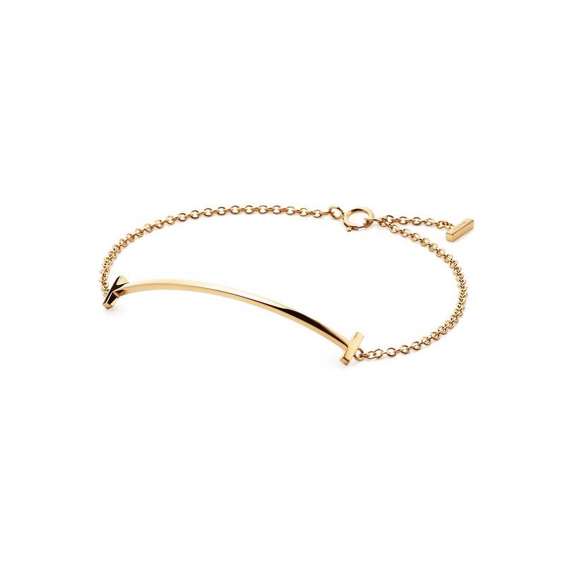 tiffany&co蒂芙尼项链微笑笑脸手链 t 系列smile手链手环手镯 18k黄金