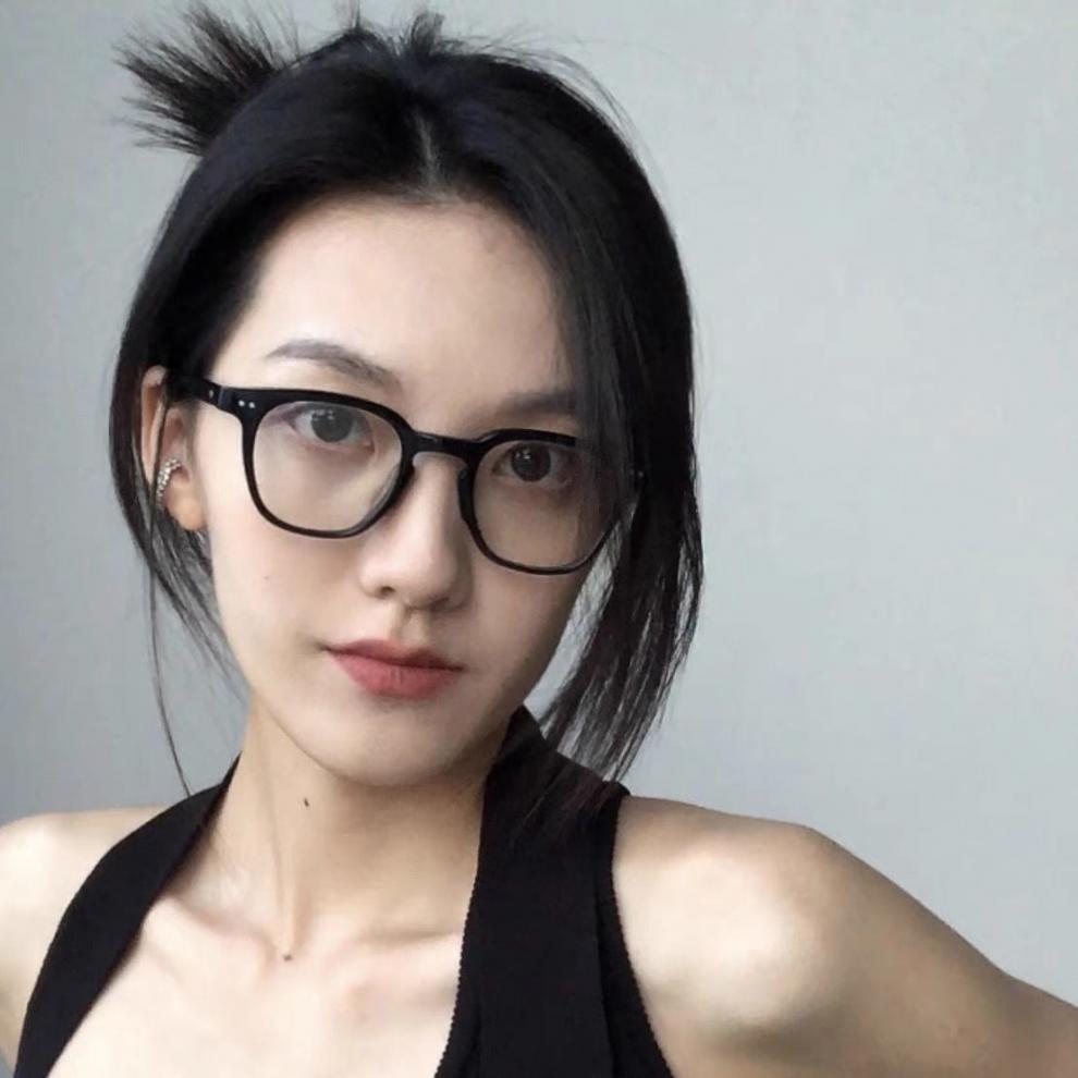 妙格森大框近视镜女素颜眼镜韩版眼镜框菱形脸防蓝光学生配女 亮黑框