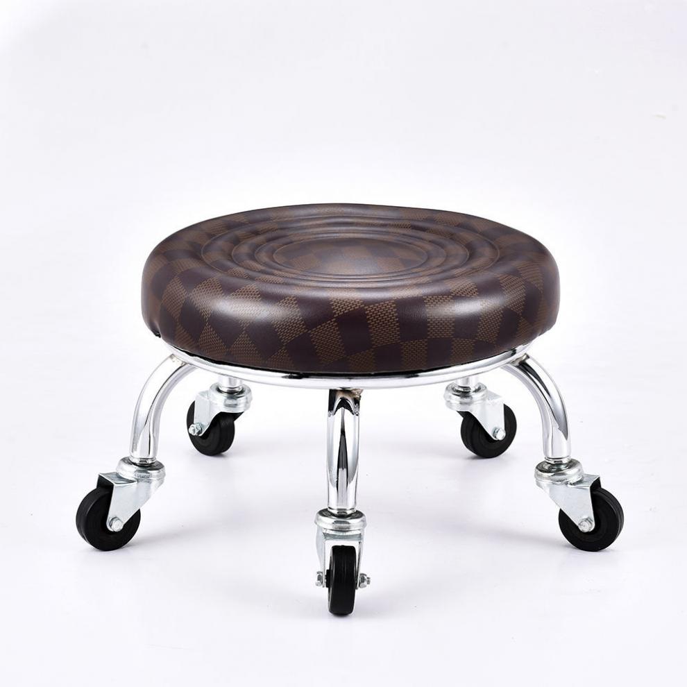 带轮凳子小凳子圆板矮凳美缝滑轮移动沙发凳带娃神器学步凳子滑轮凳带