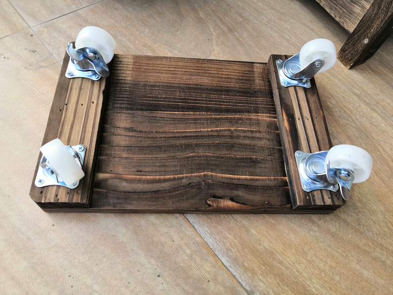 花盆托盘带轮子移动托盘 万向轮花盆托盘滑轮滚轮长方形实木鱼缸带轮