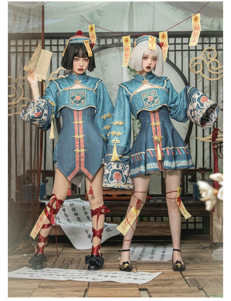 恋尚都市@樱姬lolita小僵尸洛丽塔jsk日常轻lo裙可爱连衣裙 jsk短款 m