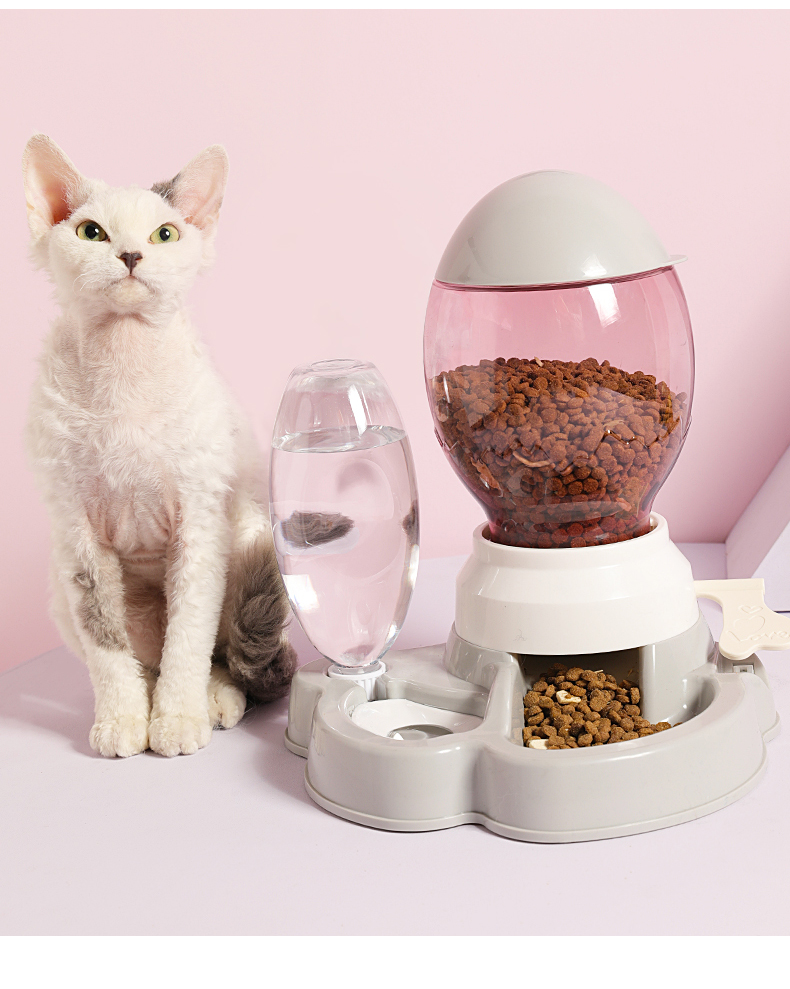 宠物喂食饮水一体器(按压款 粉色)【图片 价格 品牌 报价】-京