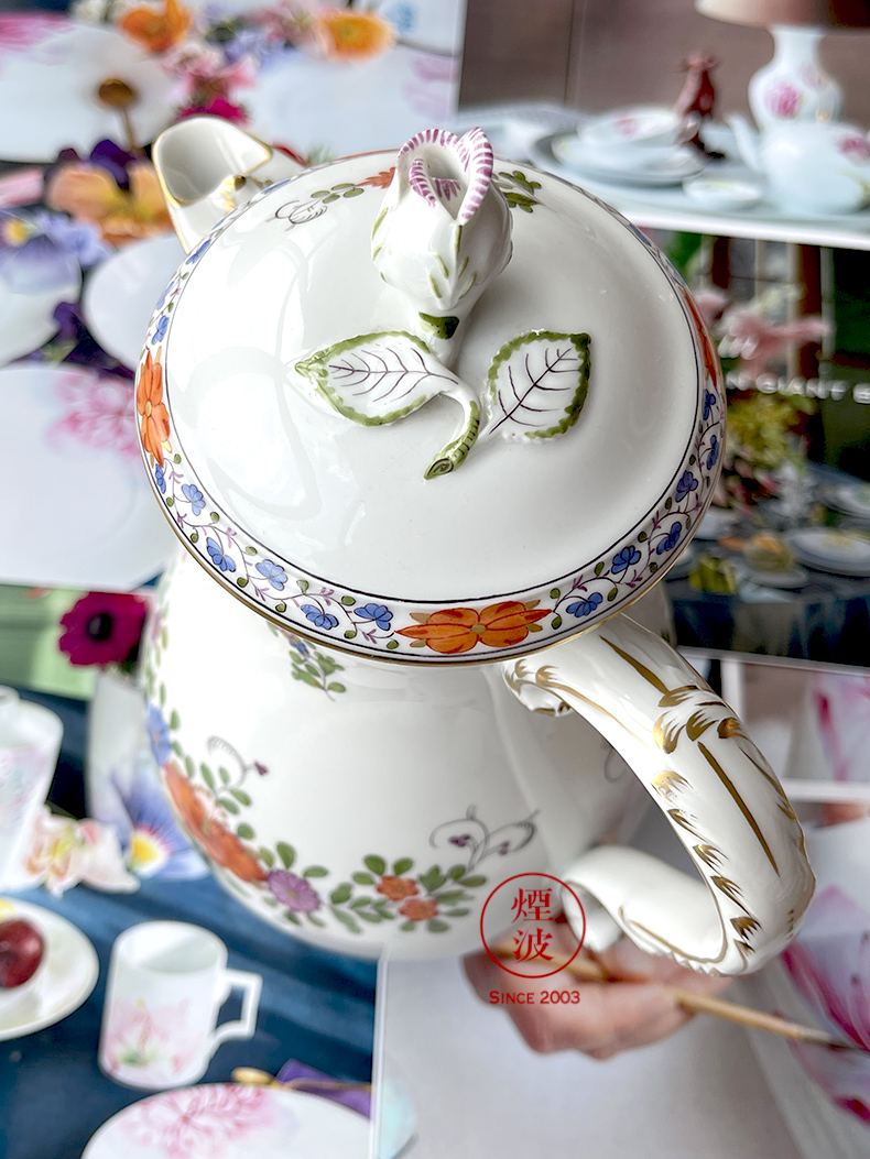 德国meissen 梅森瓷器 柿右卫门风 彩绘描金 下午茶茶壶 咖啡壶