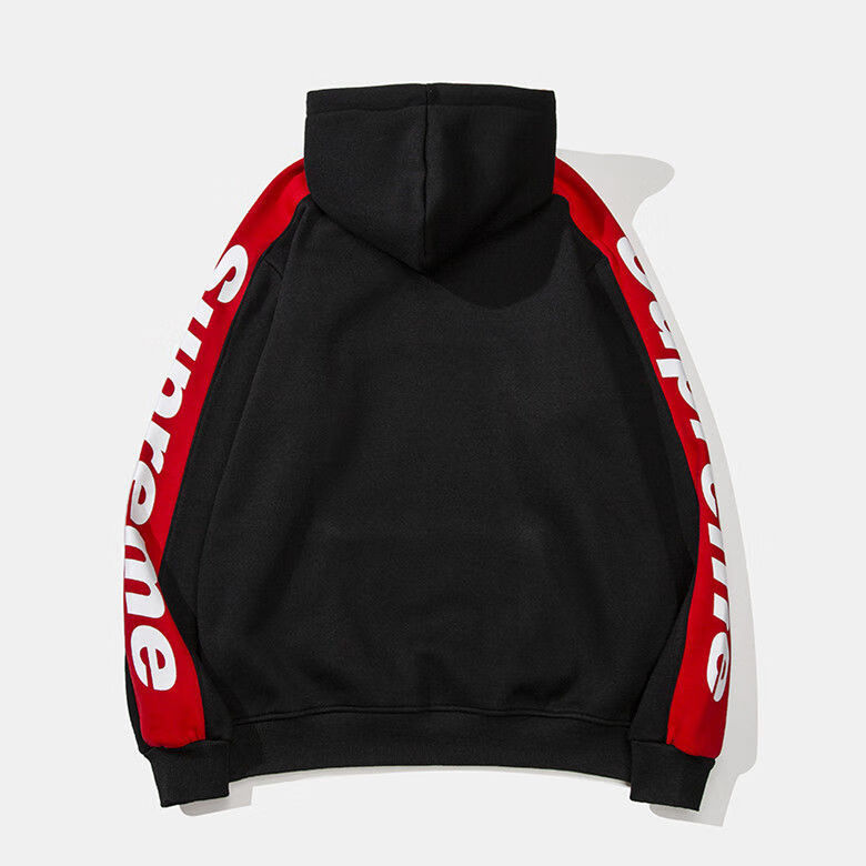 潮牌supreme联名欧美麒麟臂加绒加厚男女长袖休闲运动情侣套头卫衣衫